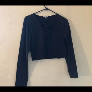 black laced long sleeve shirt